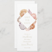 水の色シーシェル日付カードを保存 セーブザデート (正面/裏面)