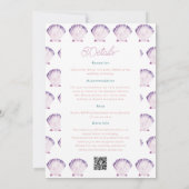 水の色シーシェ結婚ルの詳細バック， Qr & 招待状 (裏面)