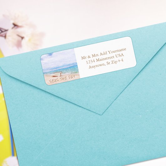 水の色シーズザデイビーチ魚釣りボート ラベル