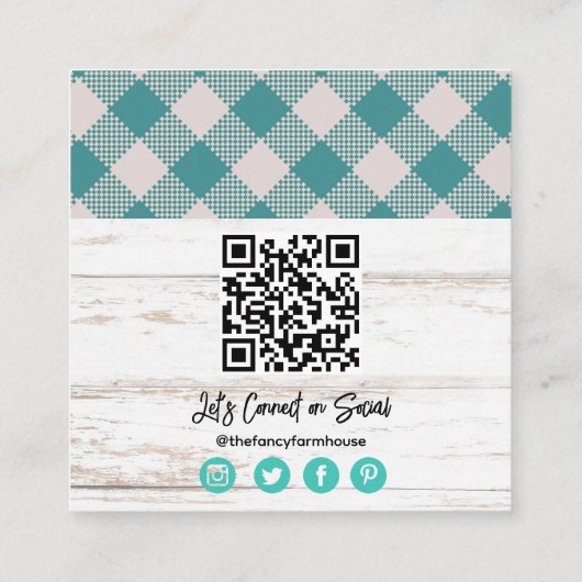 水の色シープファームハウスフローラQRコード スクエア名刺 (裏面)