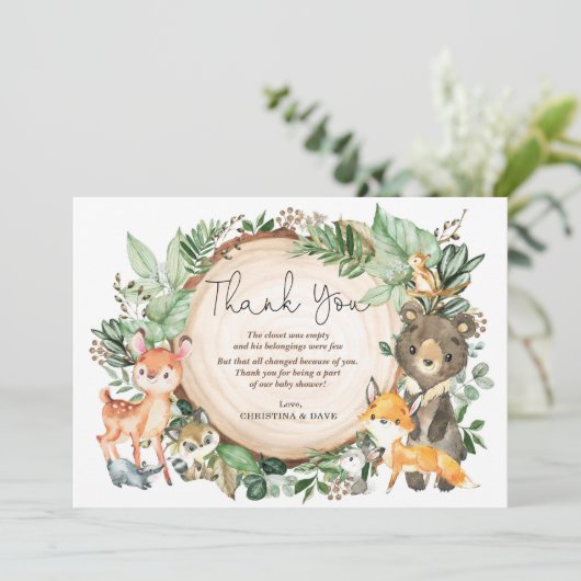 水の色ジャングルの緑の野生動物ありがとう サンキューカード (スタンド正面)