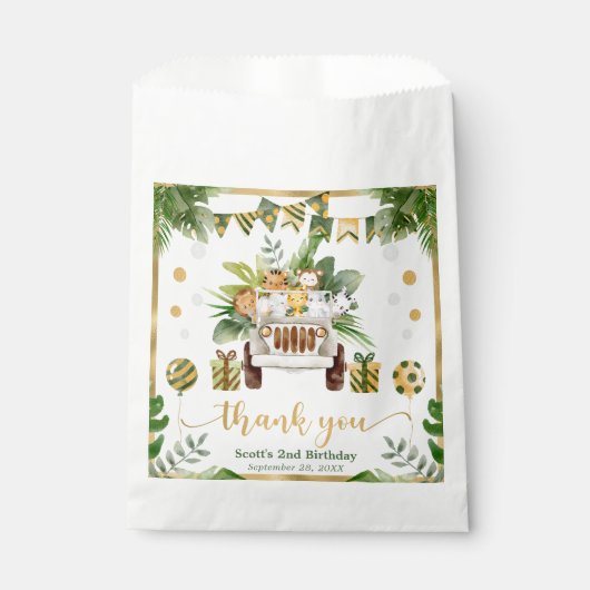 水の色ジャングルサファリアニマルズ誕生日 フェイバーバッグ (正面)