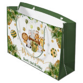 水の色ジャングルサファリアニマルズ誕生日 ラージペーパーバッグ (裏面アングル)