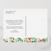 水の色ジュニパーとホリーリースクリスマス 箔シーズンポストカード (裏面)