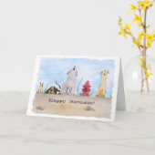 水の色ジュンキヤードドッグス誕生日カード カード (黄色い花)