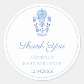 水の色ジンジャージャーブーボーイベビーシャワー感謝していの好意 ラウンドシール (正面)