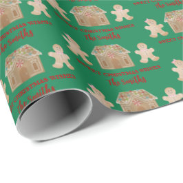 水の色ジンジャーブレッドの甘いクリスマスの願い ラッピングペーパー