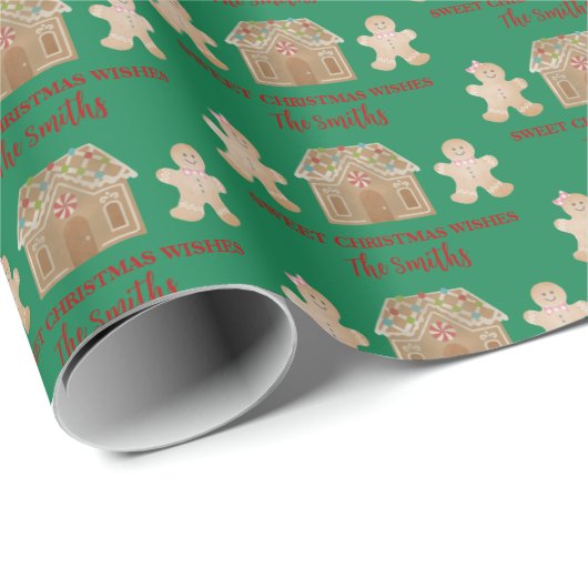 水の色ジンジャーブレッドの甘いクリスマスの願い ラッピングペーパー (ロールコーナー)