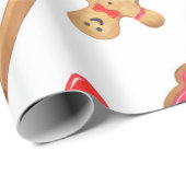 水の色ジンジャーブレッドキャンディーケーンクリスマス ラッピングペーパー (ロールコーナー)