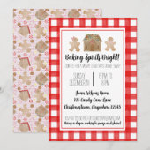 水の色ジンジャーブレッドクッキースワップ招待状 サンキューカード (正面/裏面)