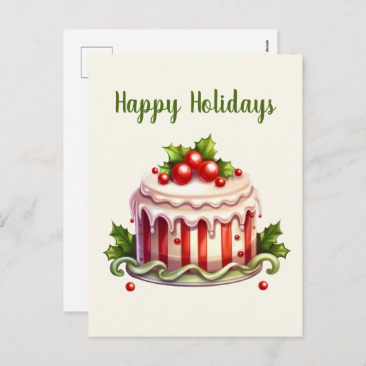 水の色ジンジャーブレッドケーキ追加文字 シーズンポストカード (正面/裏面)