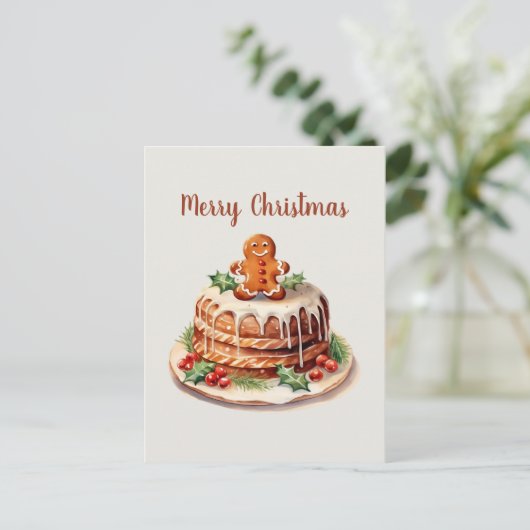 水の色ジンジャーブレッドケーキ追加文字 ポストカード (スタンド正面)