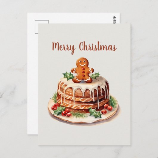 水の色ジンジャーブレッドケーキ追加文字 ポストカード (正面/裏面)