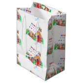 水の色ジンジャーブレッドハウスキュートメリークリスマス ミディアムペーパーバッグ (正面アングル)