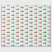 水の色ジンジャーブレッドハウスキュートメリークリスマス ラッピングペーパー (フラット)