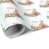 水の色ジンジャーブレッドハウスキュートメリークリスマス ラッピングペーパー (ロールコーナー)