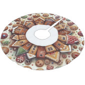 水の色ジンジャーブレッドハウスクッキークリスマス ブラッシュドポリエステルツリースカート (アングル)