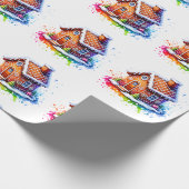 水の色ジンジャーブレッドハウスクリスマスラッピング ラッピングペーパー (角)