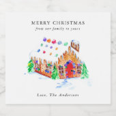 水の色ジンジャーブレッドハウスメリークリスマスキュート スパークリングワインラベル (シングルラベル)