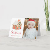 水の色ジンジャーブレッドハウスメリークリスマスフォト シーズンカード (正面)