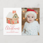 水の色ジンジャーブレッドハウスメリークリスマスフォト シーズンポストカード (正面)