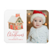 水の色ジンジャーブレッドハウスメリークリスマスフォト マグネット (横)