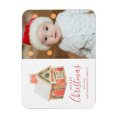 水の色ジンジャーブレッドハウスメリークリスマスフォト マグネット (縦)