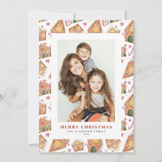 水の色ジンジャーブレッドハウス写真クリスマス シーズンカード (正面)