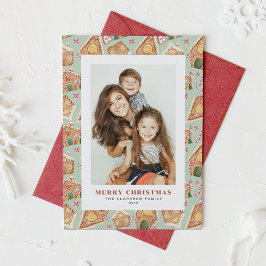 水の色ジンジャーブレッドハウス写真クリスマス シーズンカード