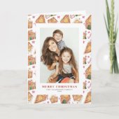 水の色ジンジャーブレッドハウス写真クリスマス シーズンカード (正面)