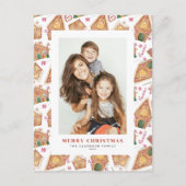 水の色ジンジャーブレッドハウス写真クリスマス シーズンポストカード (正面)