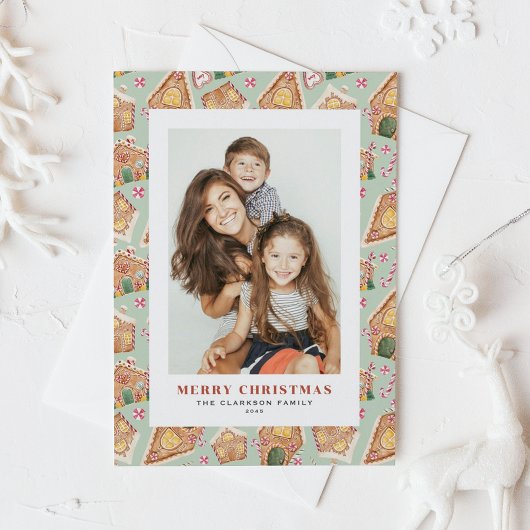 水の色ジンジャーブレッドハウス写真クリスマス シーズンポストカード