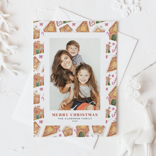 水の色ジンジャーブレッドハウス写真クリスマス シーズンポストカード