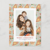 水の色ジンジャーブレッドハウス写真クリスマス シーズンポストカード (正面)