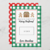 水の色ジンジャーブレッド先生クリスマスギフトカード サンキューカード (正面/裏面)