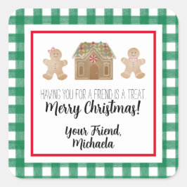 水の色ジンジャーブレッド子供ギフトラベルシール スクエアシール