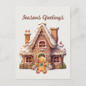 水の色ジンジャーブレッド追加文字ホリデイ シーズンポストカード (正面)