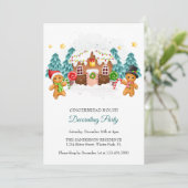 水の色ジンジャーブレッ飾ドのクリスマスパーティー 招待状 (スタンド正面)