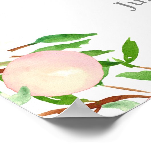 水の色スイートピーチブライダルベビーシャワーウェルカム ポスター (角)