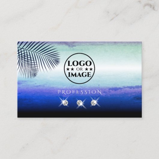 水の色スカイクラウドきらめくダイヤモンド追加ロゴ 名刺 (正面)