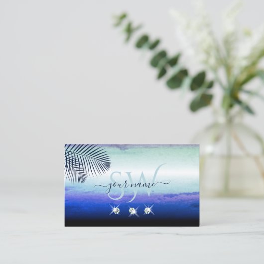 水の色スカイクラウドダイアモンドきらめくモノグラム 名刺
