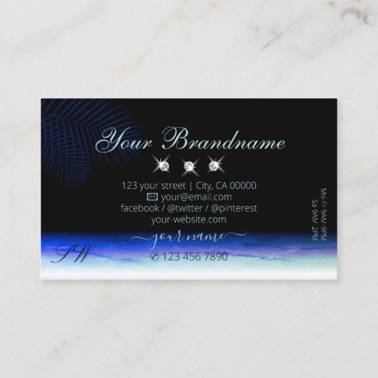 水の色スカイクラウドダイヤきらめくモンドイニシャル 名刺 (裏面)