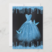 水の色スカイブルーグリッタードレスSweet sixteen 招待状 (裏面)