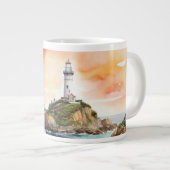 水の色スケッチバイロンベイライトハウスモノグラム | ジャンボコーヒーマグカップ (正面右)