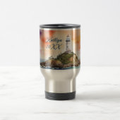 水の色スケッチバイロンベイライトハウスモノグラム | トラベルマグ (中央)