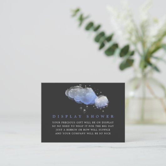 水の色スターズナイトスカイボーイベビーディスプレイシャワー エンクロージャーカード (スタンド正面)