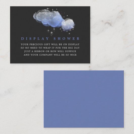水の色スターズナイトスカイボーイベビーディスプレイシャワー エンクロージャーカード (正面/裏面)