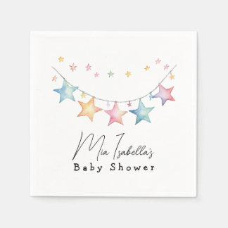 水の色スターズ赤ちゃんシャワー紙ナプキンス スタンダードカクテルナプキン
