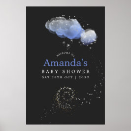 水の色スターナイトスカイボーイベビーシャワーへようこそ ポスター