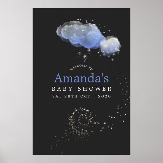 水の色スターナイトスカイボーイベビーシャワーへようこそ ポスター (正面)